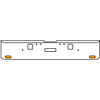 18 Inch Chrome Texas Rolled End Bumper Kit With Center Tow And Hook Holes And 2 Oval Amber-Clear Chrome Lights With Visors For Freightliner Classic 120, 132 Xl 2002- 2007