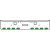 18 Inch Chrome Texas Rolled End Bumper Kit With Center Tow And Hook Holes And 8 Oval Amber-Green Dual Revolution Lights With Visors For Freightliner Classic 120, 132 Xl 2002- 2007