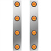 13 Inch Stainless Steel Front Air Cleaner Panels W/ 8 - 2 Inch Amber/Amber LEDs For Kenworth T800, W900