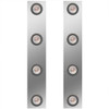 13 Inch Stainless Steel Front Air Cleaner Panels W/ 8 - 2 Inch Amber/Clear LEDs For Kenworth T800, W900