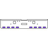 20 Inch Chrome Texas Rolled End Bumper Kit With Center Tow And Hook Holes And 8 Oval Amber-Purple Dual Revolution Lights For Freightliner Classic 120, 132 Xl 2002- 2007