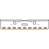 20 Inch Chrome Texas Rolled End Bumper Kit With Center Tow And Hook Holes And 9 Oval 24 Diode Amber Pearl Lights For Freightliner Classic 120, 132 Xl 2002- 2007