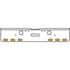 22 Inch Chrome Texas Rolled End Bumper Kit With Center Tow And Hook Holes And 6 Oval Amber-Clear Chrome Lights For Freightliner Classic 120, 132 Xl 2002- 2007