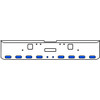 22 Inch Chrome Texas Rolled End Bumper Kit With Center Tow And Hook Holes And 8 Oval-2 Round 2 Inch Amber-Blue Dual Revolution Lights For Freightliner Classic 120, 132 Xl 2002- 2007