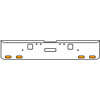 22 Inch Chrome Texas Rolled End Bumper Kit With Center Tow And Hook Holes And 4 Oval Amber-Clear Mirage Lights With Visors For Freightliner Classic 120, 132 Xl 2002- 2007
