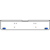18 Inch Chrome Texas Rolled End Bumper Kit With Bolt Holes And 2 Oval Amber-Blue Dual Revolution Lights For Freightliner Classic 120, 132 Xl 2008- 2010