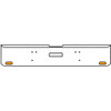 20 Inch Chrome Texas Rolled End Bumper Kit With Center Tow Hole And 2 Oval Amber-Clear Chrome Lights With Visors For Freightliner Classic 120, 132 Xl 2008- 2010