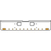 20 Inch Chrome Texas Rolled End Bumper Kit With Hook Holes And 2 Oval-10 Round 2 Inch Amber-Clear Chrome Lights With Visors For Freightliner Classic 120, 132 Xl 2008- 2010