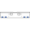 20 Inch Chrome Texas Rolled End Bumper Kit With Hook Holes And 4 Oval Amber-Blue Dual Revolution Lights With Visors For Freightliner Classic 120, 132 Xl 2008- 2010