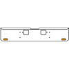 22 Inch Chrome Texas Rolled End Bumper Kit With Hook Holes And 2 Oval Amber-Clear Mirage Lights With Visors For Freightliner Classic 120, Xl 132 1990 - 2010