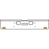 20 Inch Chrome Texas Rolled End Bumper Kit With Center Tow And Hook Holes And 2 Oval Amber Mirage Lights With Visors For Freightliner Classic 120, 132 Xl 2008- 2010