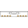 20 Inch Chrome Texas Rolled End Bumper Kit With Center Tow And Hook Holes And 8 Oval Amber-Clear Mirage Lights With Visors For Freightliner Classic 120, 132 Xl 2008- 2010