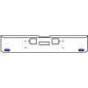 22 Inch Chrome Texas Rolled End Bumper Kit With Center Tow And Hook Holes And 2 Oval Amber-Purple Dual Revolution Lights For Freightliner Classic 120, Xl 132 1990 - 2010