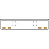 20 Inch Chrome Steel Texas Rolled End Bumper Kit With Bolt Holes And 4 Oval Amber-Clear Chrome Lights For International 9900 Ix 2000 Thru 2011