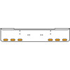 18 Inch 7 Gauge Chrome Texas Rolled End Bumper With Bolt Holes, 6 Oval Amber-Clear Chrome Lights With Visor For Kenworth W900A 1967 Thru 1981