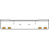 20 Inch 10 Gauge Chrome Texas Rolled End Bumper With Bolt Holes, 4 Oval Amber-Clear Chrome Lights Without Visor For Kenworth W900A 1967-1981