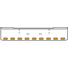 20 Inch 10 Gauge Chrome Texas Rolled End Bumper With Bolt Holes, 9 Oval Amber-Amber Mirage Lights Without Visor For Kenworth W900A 1967-1981