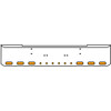 20 Inch 10 Gauge Chrome Texas Rolled End Bumper With Bolt Holes, 6 Ovals-6 Round 2 Inch Amber-Clear Chrome Lights Without Visor For Kenworth W900A 1967-1981