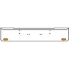 22 Inch 10 Gauge Chrome Texas Rolled End Bumper With Bolt Holes, 2 Oval Amber-Clear Mirage Lights With Visor For Kenworth W900A 1967 Thru 1981