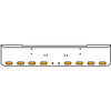 22 Inch 10 Gauge Chrome Texas Rolled End Bumper With Bolt Holes, 8 Ovals-2 Round 2 Inch Amber-Clear Chrome Lights With Visor For Kenworth W900A 1967 Thru 1981