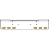 20 Inch Chrome Texas Rolled End Bumper Kit With Bolt Holes And 6 Oval Amber-Clear Chrome Lights For Kenworth W900B, W900L