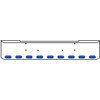 20 Inch Chrome Texas Rolled End Bumper Kit With Bolt Holes And 9 Oval Amber-Blue Dual Revolution Lights For Kenworth W900B, W900L