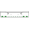 22 Inch Chrome Texas Rolled End Bumper Kit With Tow Holes And 4 Oval-8 Round 2 Inch Amber-Green Dual Revolution Lights For Kenworth W900B, W900L