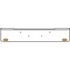 20 Inch Chrome Texas Rolled End Bumper Kit With Bolt Holes And 2 Oval Amber-Clear Mirage Lights With Visors For Kenworth W900B 2011 - Current