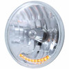 7 Inch Round Crystal Headlight W/ Halogen Bulb And 10 Auxiliary LED Position For Peterbilt 359, 378, 379, 388, 389