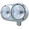 Stainless Steel Dual Round Headlight W/ Crystal Headlamp, Passenger Side For Peterbilt 359, 378, 379, 388, 389