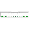 18 Inch Chrome Texas Rolled End Bumper Kit With Bolt Holes And 4 Oval-8 Round 2 Inch Amber-Green Dual Revolution Lights With Visors For Peterbilt 352, 359 1972 Thru 1987