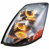 Chrome Projection Headlight W/ LED Light Bar For Volvo VNL Gen II Driver Side