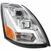 Chrome Projection Headlight W/ LED Position Light Bar For Volvo VN & VNL Passenger Side