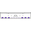 20 Inch Chrome Texas Rolled End Bumper Kit With Tow Hole And 6 Oval-6 Round 2 Inch Amber-Purple Dual Revolution Lights With Visors For Peterbilt 362 1981 - 2002