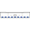 20 Inch Chrome Texas Rolled End Bumper Kit With Tow Hole And 9 Oval Amber-Blue Dual Revolution Lights With Visors For Peterbilt 362 1981 - 2002