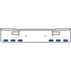 20 Inch Chrome Texas Rolled End Bumper Kit With Step Holes And 6 Oval Amber-Blue Dual Revolution Lights With Visors For Peterbilt 362 1981 - 2002