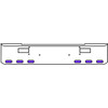 20 Inch Chrome Texas Rolled End Bumper Kit With Step Holes And 6 Oval Amber-Purple Dual Revolution Lights With Visors For Peterbilt 362 1981 - 2002