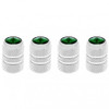 Chrome Tubular Valve Cap With Green Jewel  - Pack Of 4