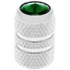 Chrome Tubular Valve Cap With Green Jewel  - Pack Of 4