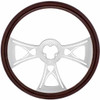 18 Inch Chrome 3 Spoke Hourglass Wood Steering Wheel