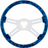 18 Inch Chrome 4 Spoke Blue Skull Steering Wheel Kit
