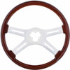 18 Inch Chrome 4 Spoke Wood Steering Wheel