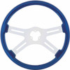 18 Inch Chrome 4 Spoke Blue Wood Steering Wheel
