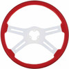 18 Inch Chrome 4 Spoke Slot Cutout Red Wood Steering Wheel