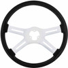 18 Inch Chrome 4 Spoke Slot Cutout Carbon Black Wood Steering Wheel