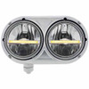 Stainless Steel 9 LED Dual Headlight W/ Amber LED Position Light Bar For Peterbilt 359 Driver Side Stainless Steel 9 LED Dual Headlight W/ Amber LED Position Light Bar For Peterbilt 359 Driver Side