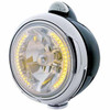 Black Guide 682-C Halogen Headlight W/ 34 Amber LED Position Light, Amber/Clear Dual Function Top Mount Light