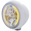 Stainless Steel Guide 682-C Headlight W/ H4 Halogen Bulb, 34 Diode Amber LED Position Light