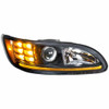 Blackout Projection Headlight W/ Amber 6 LED Turn & Position Light, Passenger Side For Peterbilt 382, 384, 386, 387