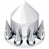 Chrome 33 MM Thread On Spike Rear Axle Cover Set For 22.5 & 24.5 Hub & Stud Piloted Wheels